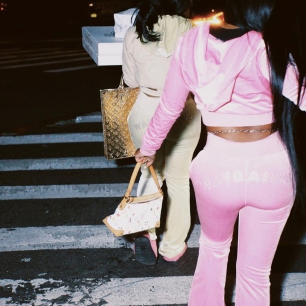 WAYDAMIN cream Velour Flared Track Suit